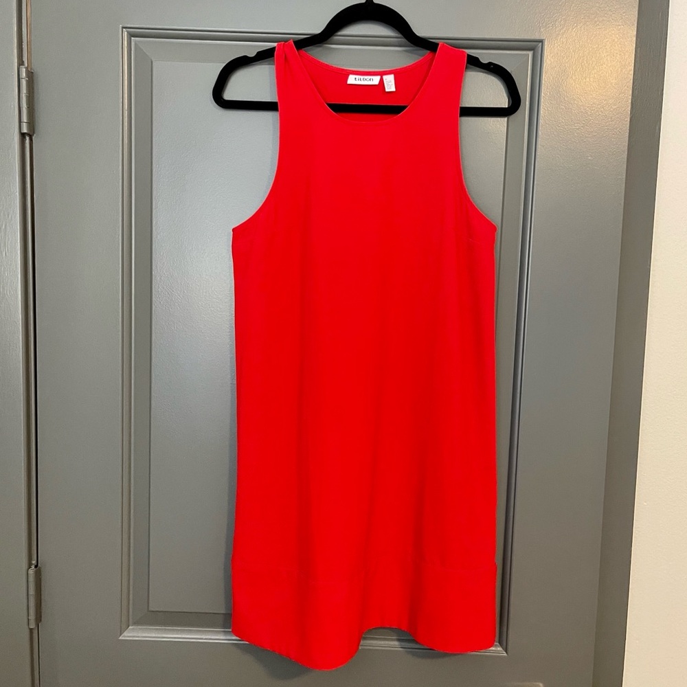 Tildon Red Racerback Trapeze Shift Dress
